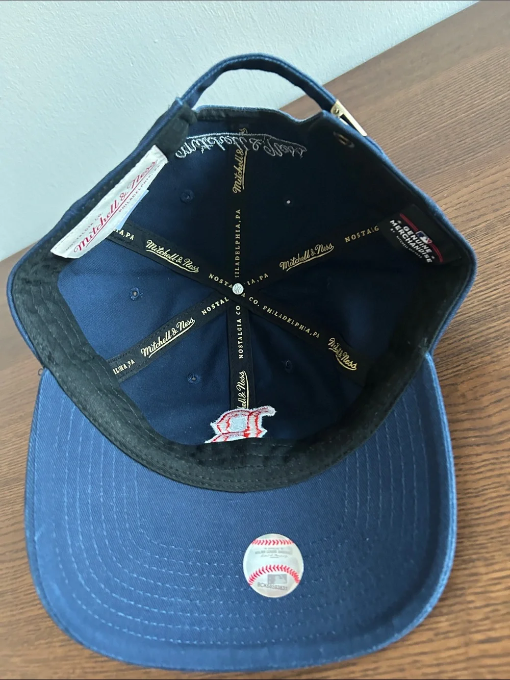 Mitchell & Ness BOSTON Navy Dad Hat with Red 'B' Patch